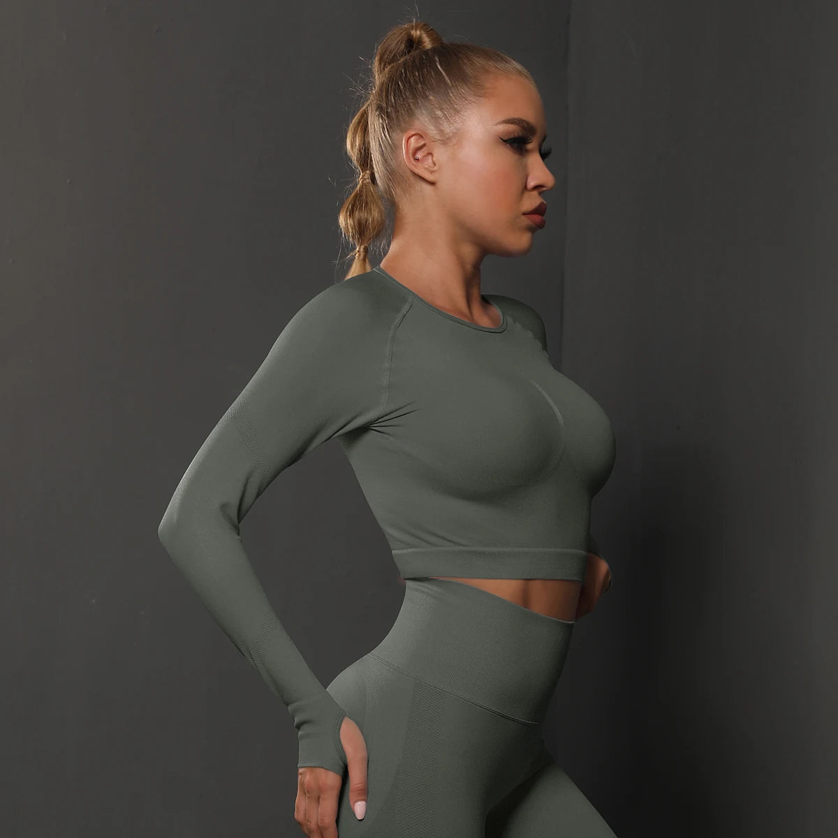 Women Yoga Long Sleeve Shirt Female Fitness Sportswear Gym Clothing Workout Running Crop Top Seamless Active Wear Sports Clothes