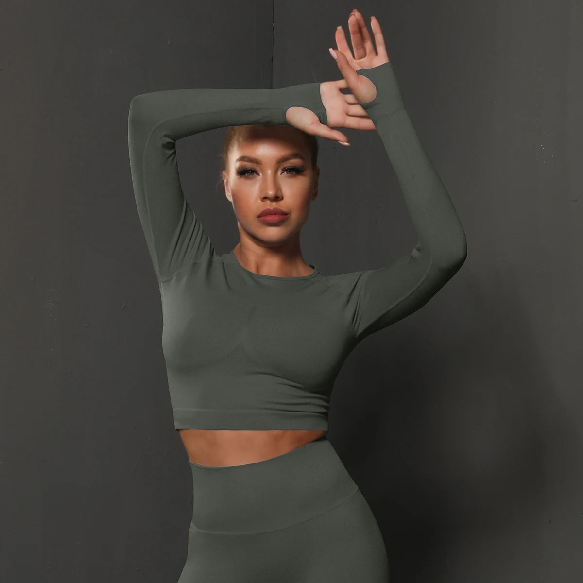 Women Yoga Long Sleeve Shirt Female Fitness Sportswear Gym Clothing Workout Running Crop Top Seamless Active Wear Sports Clothes