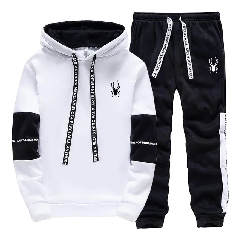 Men's Spring and Autumn Luxury Printed Sportswear Casual Fashion Sports Shirt+Sports Pants 2-piece Outdoor Sports Breathable Set