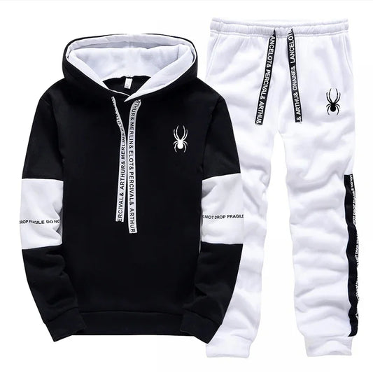 Men's Spring and Autumn Luxury Printed Sportswear Casual Fashion Sports Shirt+Sports Pants 2-piece Outdoor Sports Breathable Set