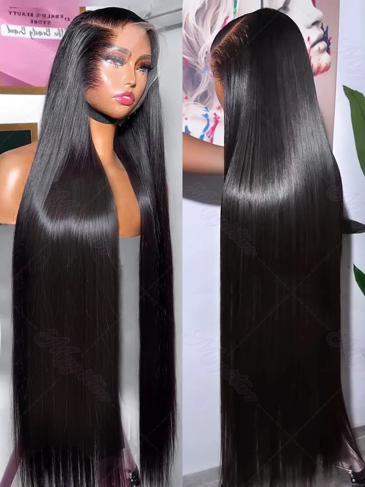 30 40 Inch Bone Straight 13x6 13x7 Transparent Lace Front Wig 250 Density 13x4 HD Lace Frontal Wigs Human Hair 6x6 CLosure Wig