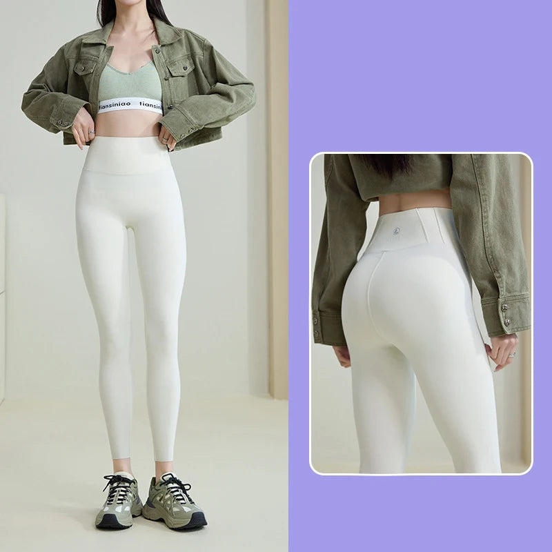 BIVIGAOS 2025 Spring Summer New Plum Red 3D Naked Feeling Sharkskin Leggings Women Slim Sexy Sport Yoga Push Up Fitness Leggings