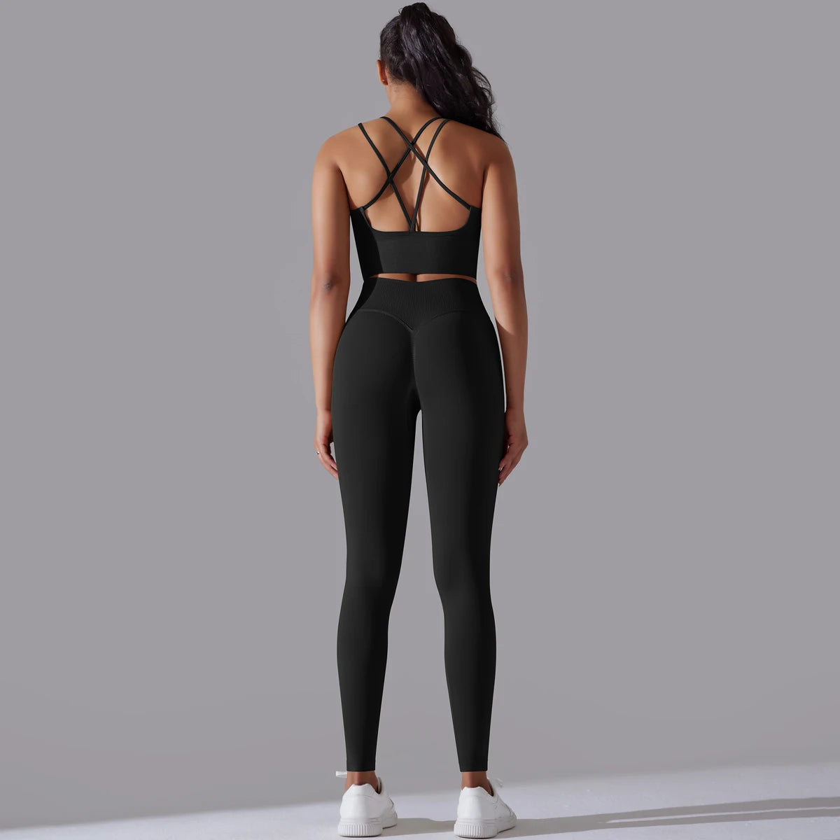 Brushed Yoga Set Women 2 Piece Workout Sportswear Crisscross Back Sports Bra High Waist Leggings Gym Clothing Sports Suits