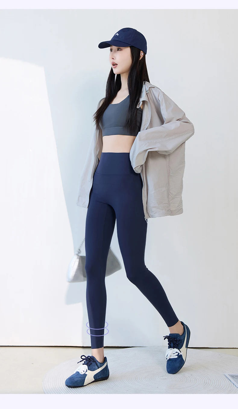 BIVIGAOS 2025 Spring Summer New Plum Red 3D Naked Feeling Sharkskin Leggings Women Slim Sexy Sport Yoga Push Up Fitness Leggings