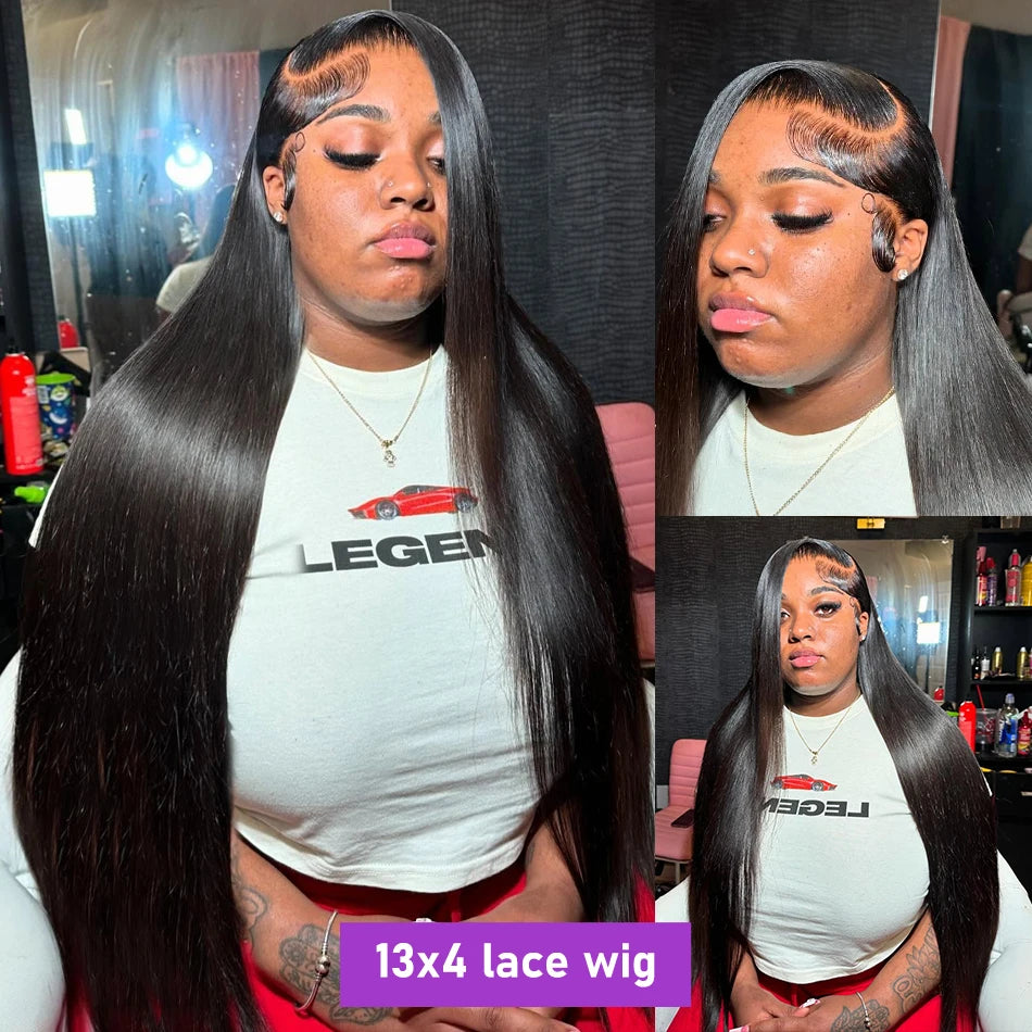 30 40 Inch Bone Straight 13x6 13x7 Transparent Lace Front Wig 250 Density 13x4 HD Lace Frontal Wigs Human Hair 6x6 CLosure Wig