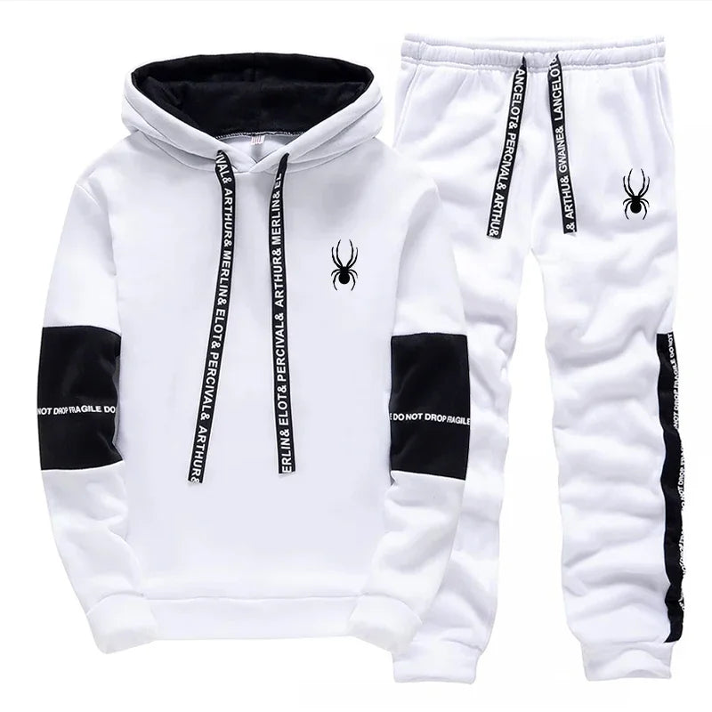 Men's Spring and Autumn Luxury Printed Sportswear Casual Fashion Sports Shirt+Sports Pants 2-piece Outdoor Sports Breathable Set