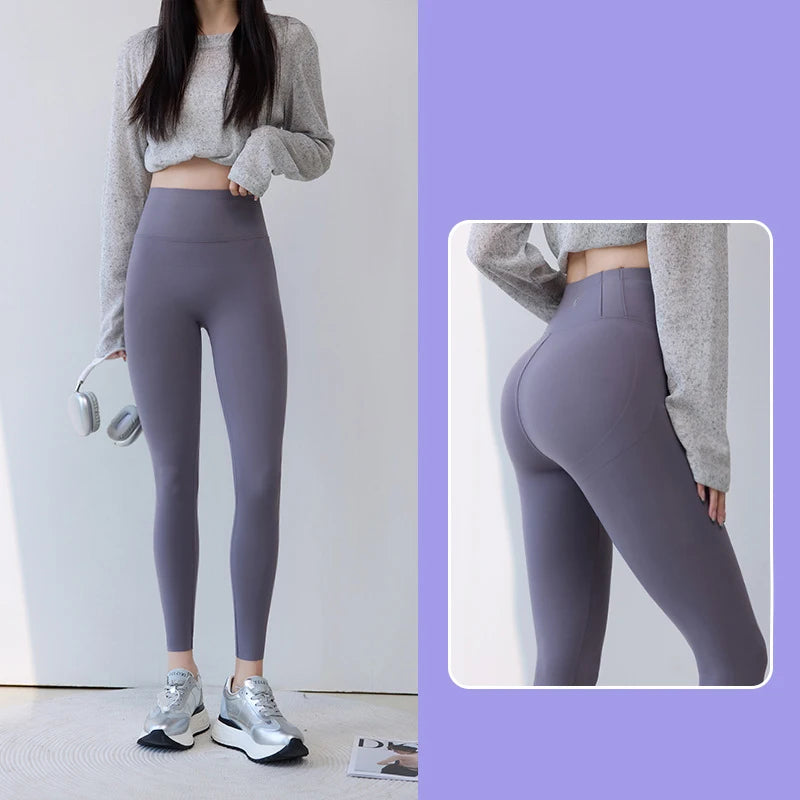 BIVIGAOS 2025 Spring Summer New Plum Red 3D Naked Feeling Sharkskin Leggings Women Slim Sexy Sport Yoga Push Up Fitness Leggings