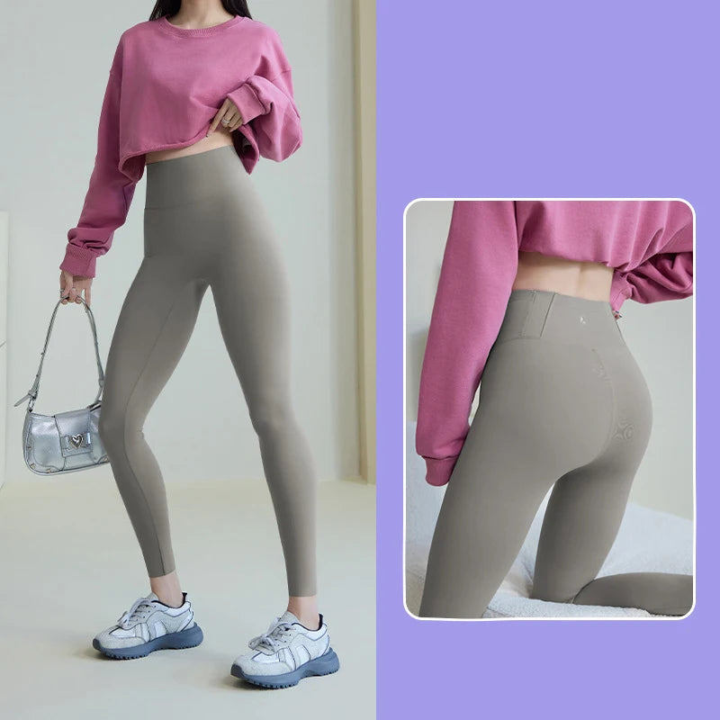 BIVIGAOS 2025 Spring Summer New Plum Red 3D Naked Feeling Sharkskin Leggings Women Slim Sexy Sport Yoga Push Up Fitness Leggings