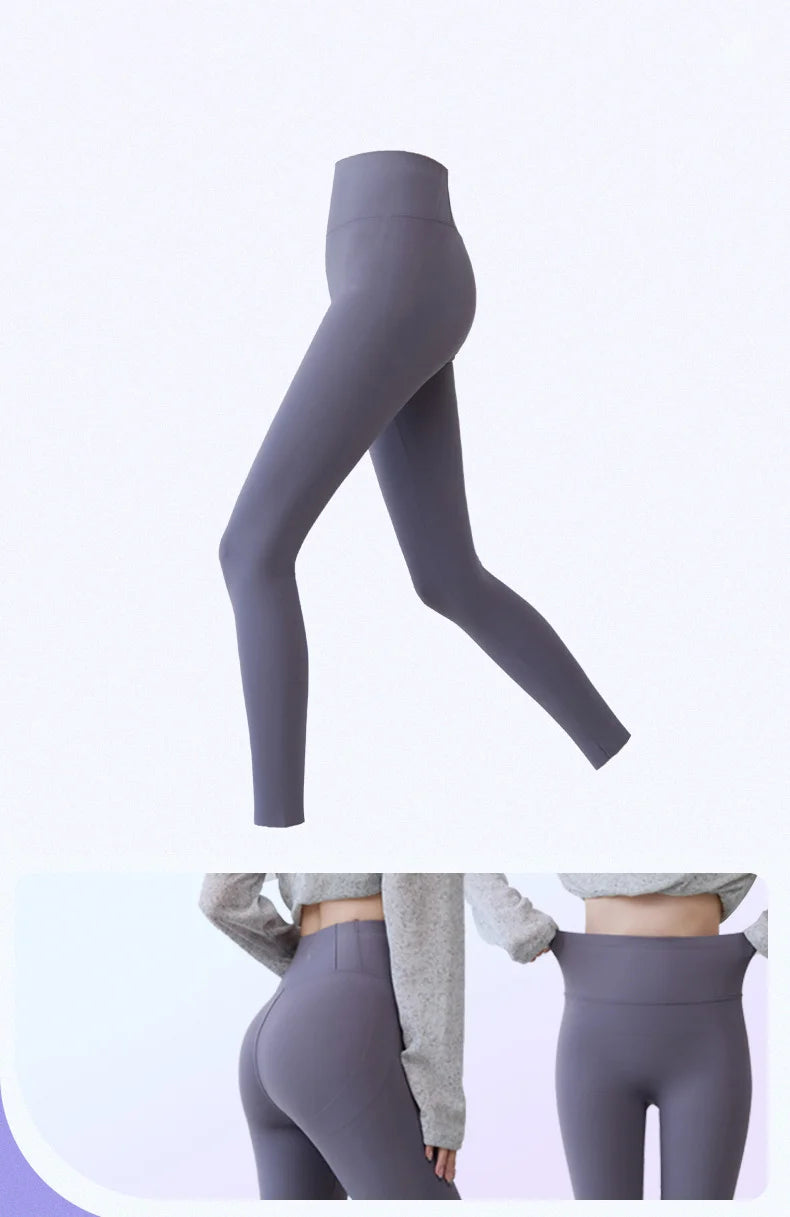 BIVIGAOS 2025 Spring Summer New Plum Red 3D Naked Feeling Sharkskin Leggings Women Slim Sexy Sport Yoga Push Up Fitness Leggings