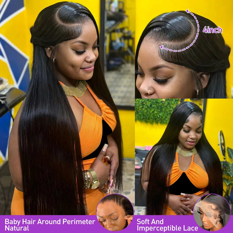 30 40 Inch Bone Straight 13x6 13x7 Transparent Lace Front Wig 250 Density 13x4 HD Lace Frontal Wigs Human Hair 6x6 CLosure Wig