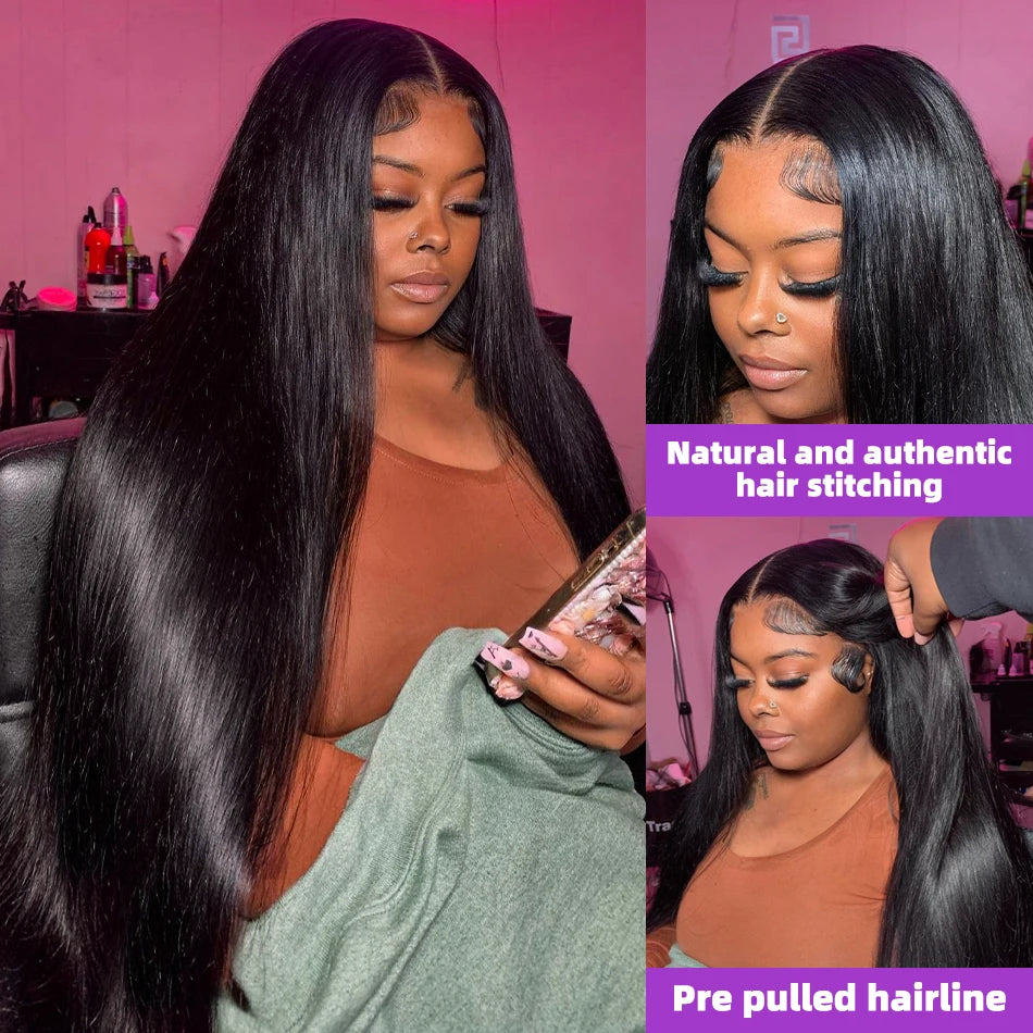 30 40 Inch Bone Straight 13x6 13x7 Transparent Lace Front Wig 250 Density 13x4 HD Lace Frontal Wigs Human Hair 6x6 CLosure Wig