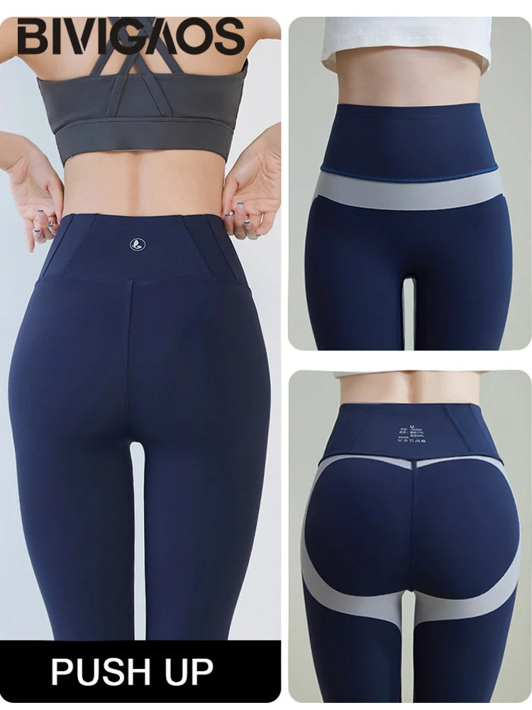 BIVIGAOS 2025 Spring Summer New Plum Red 3D Naked Feeling Sharkskin Leggings Women Slim Sexy Sport Yoga Push Up Fitness Leggings