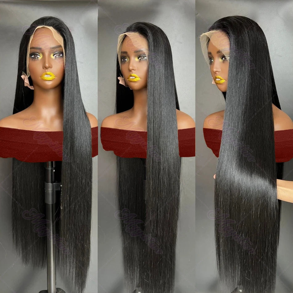 30 40 Inch Bone Straight 13x6 13x7 Transparent Lace Front Wig 250 Density 13x4 HD Lace Frontal Wigs Human Hair 6x6 CLosure Wig