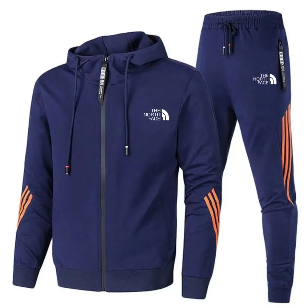 2024Men's Suit Two-Piece Tracksuit Casual Sports Jacket+Trousers Harajuku Sports Suit Spring And Autumn Hoodie Sportswear