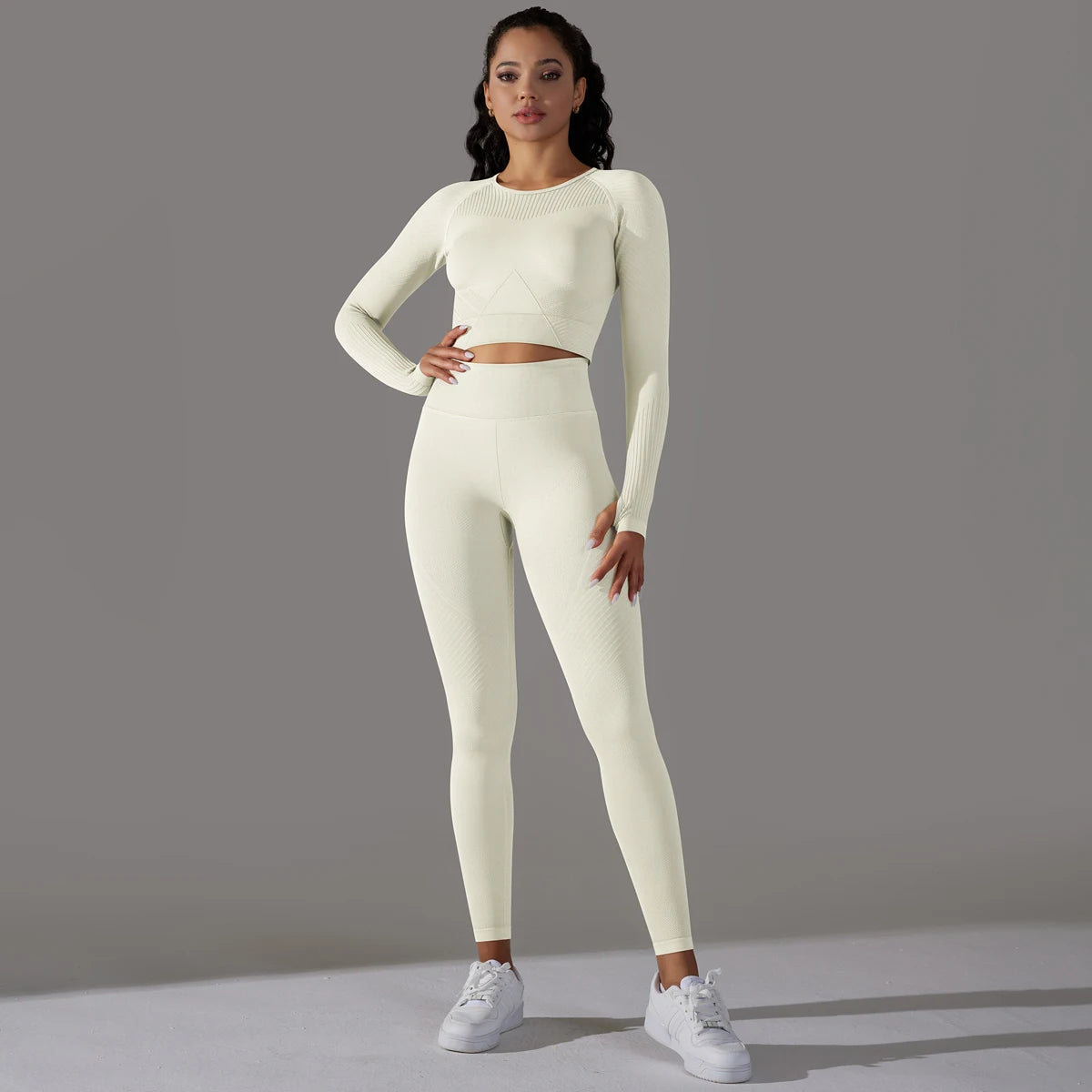 Women Yoga Set Seamless Gym Sportswear Long Seelves High Waist Leggings Sports Clothing Set Fitness Bra Vest Shorts Tracksuit